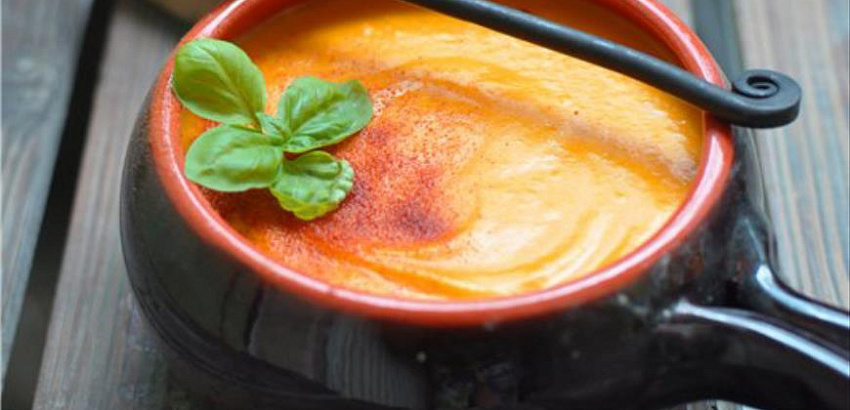 Крем-суп из печёной тыквы и картофеля с плавленым сыром