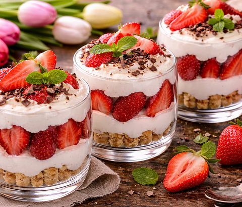 Десерт Клубника в сливочном креме к 8 марта