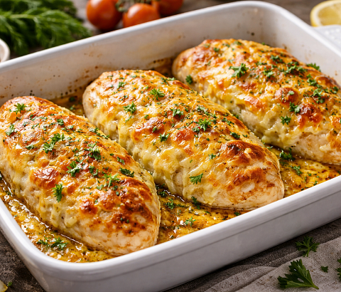 Куриная грудка с запеченым сыром 