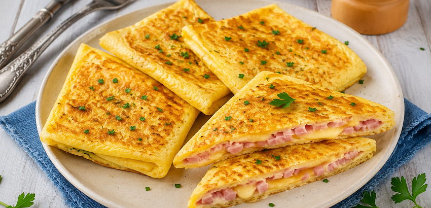 Яичные конвертики с ветчиной и сыром