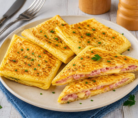 Яичные конвертики с ветчиной и сыром